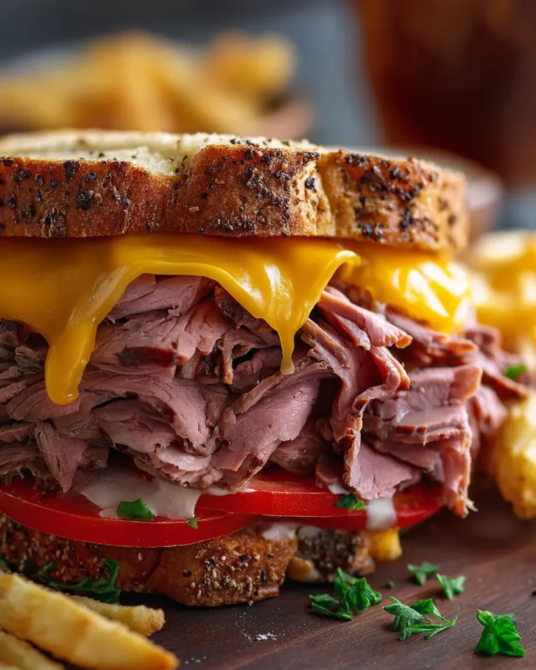 Homemade Roast Beef and Cheddar Sandwich