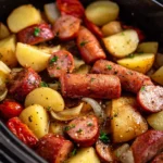 Slow Cooker 4 Ingredient Sausage and Potatoes