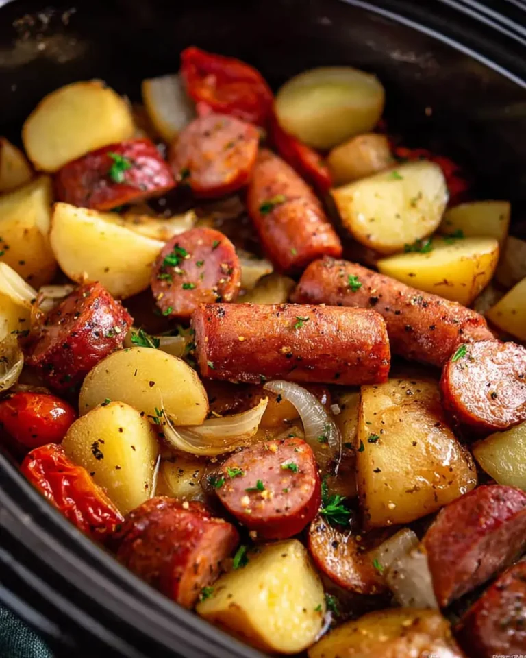 Slow Cooker 4 Ingredient Sausage and Potatoes