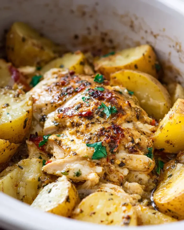 Crockpot Garlic Parmesan Chicken and Potatoes
