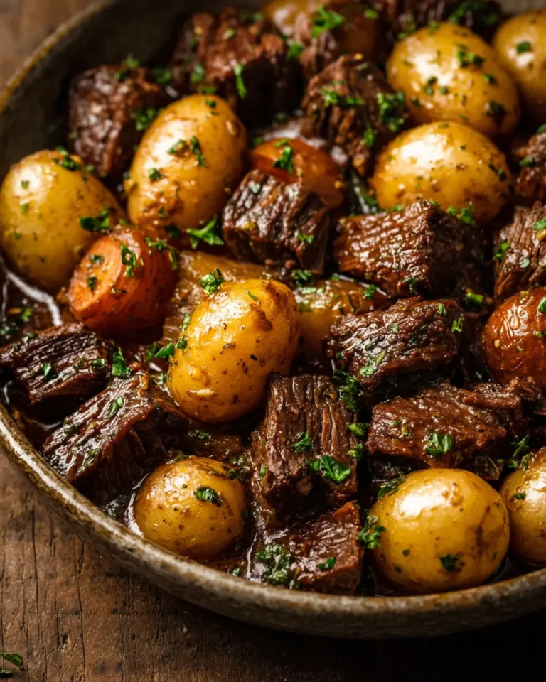 Slow Cooker Garlic Butter Beef and Potatoes