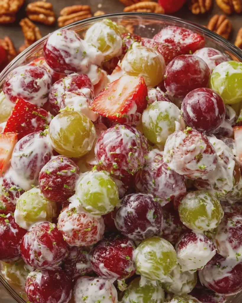 Creamy Grape Strawberry Fruit Salad