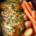 Crockpot Ranch Herb Chicken and Brown Sugar Carrots