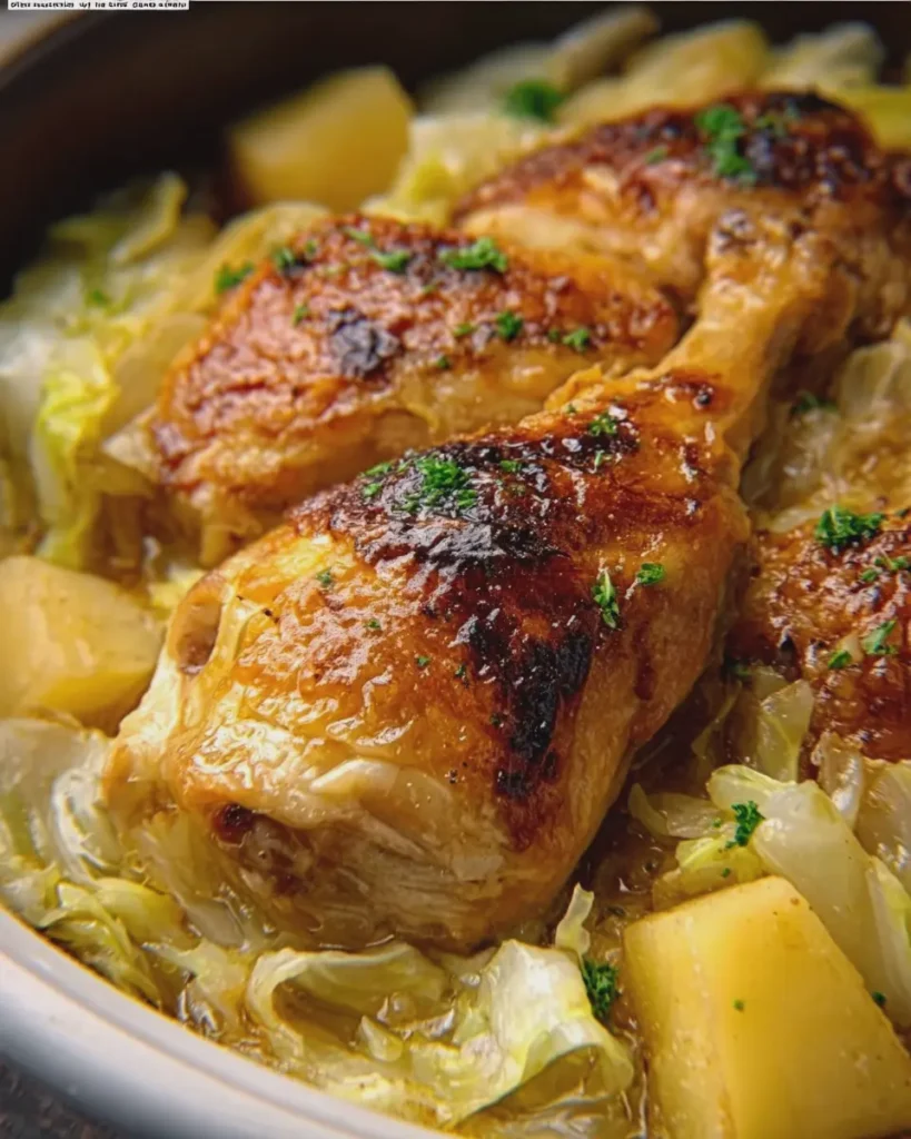Juicy Slow Cooked Chicken with Buttery Tender Cabbage