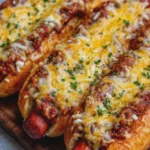 Cheesy Baked Chili Dogs