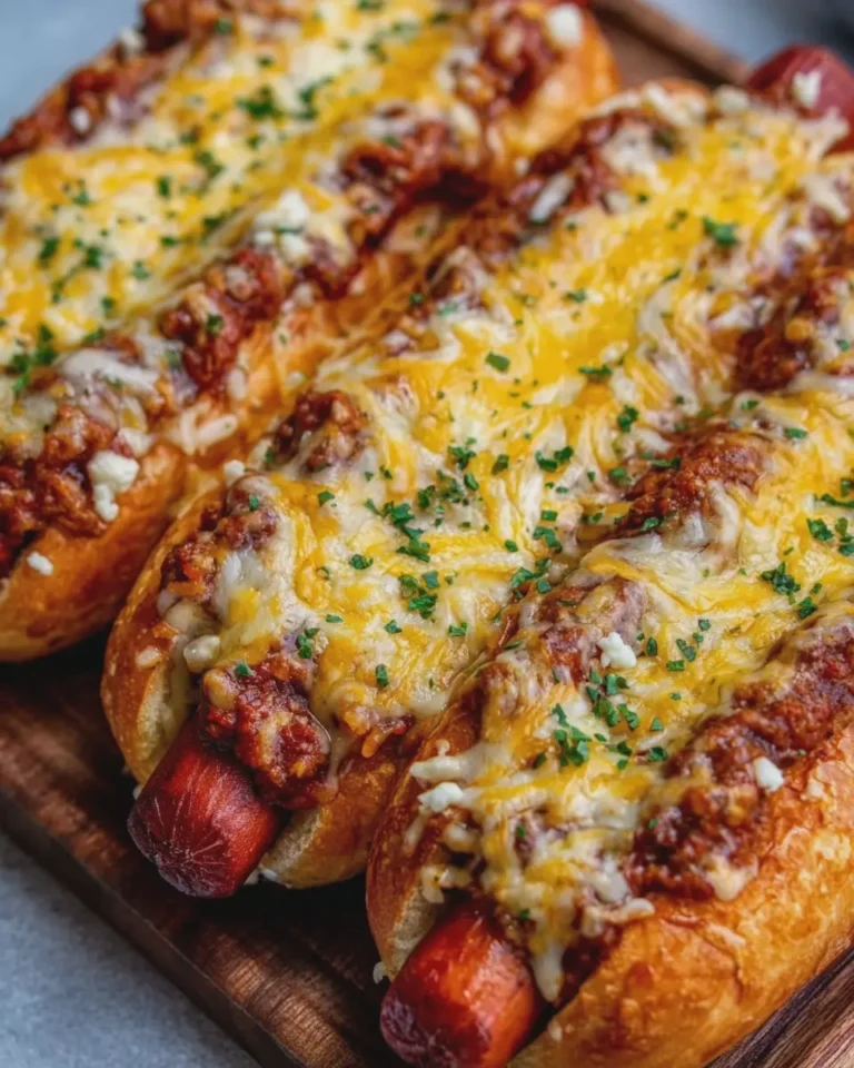 Cheesy Baked Chili Dogs