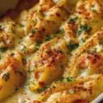 CHEESY SHRIMP STUFFED SHELLS BAKE