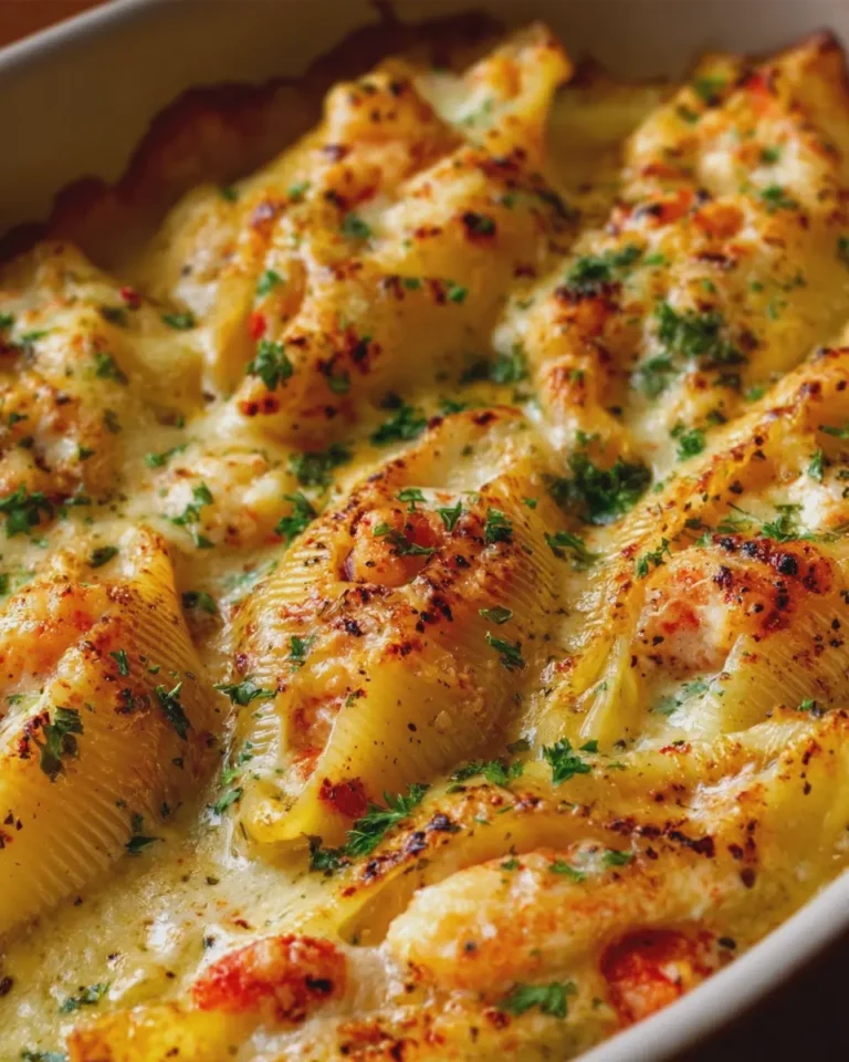 CHEESY SHRIMP STUFFED SHELLS BAKE