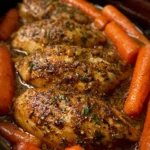 Crockpot Garlic Herb Chicken and Brown Sugar Carrots