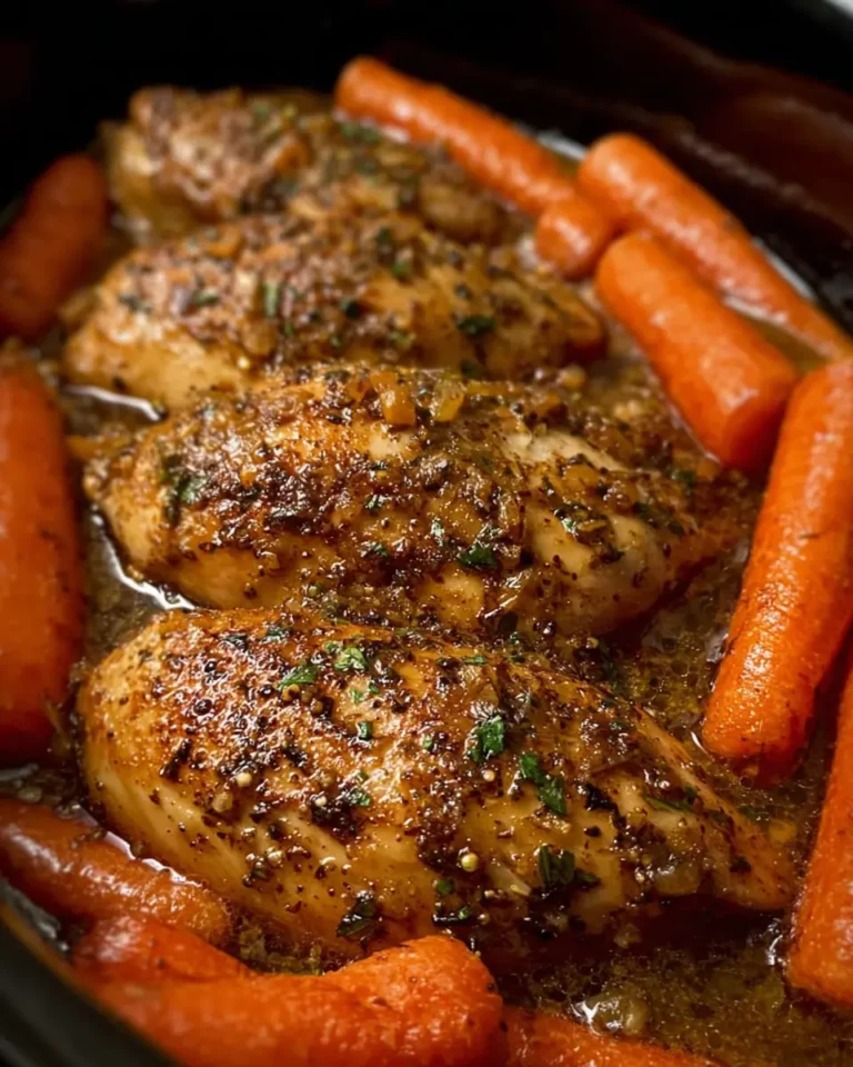 Crockpot Garlic Herb Chicken and Brown Sugar Carrots