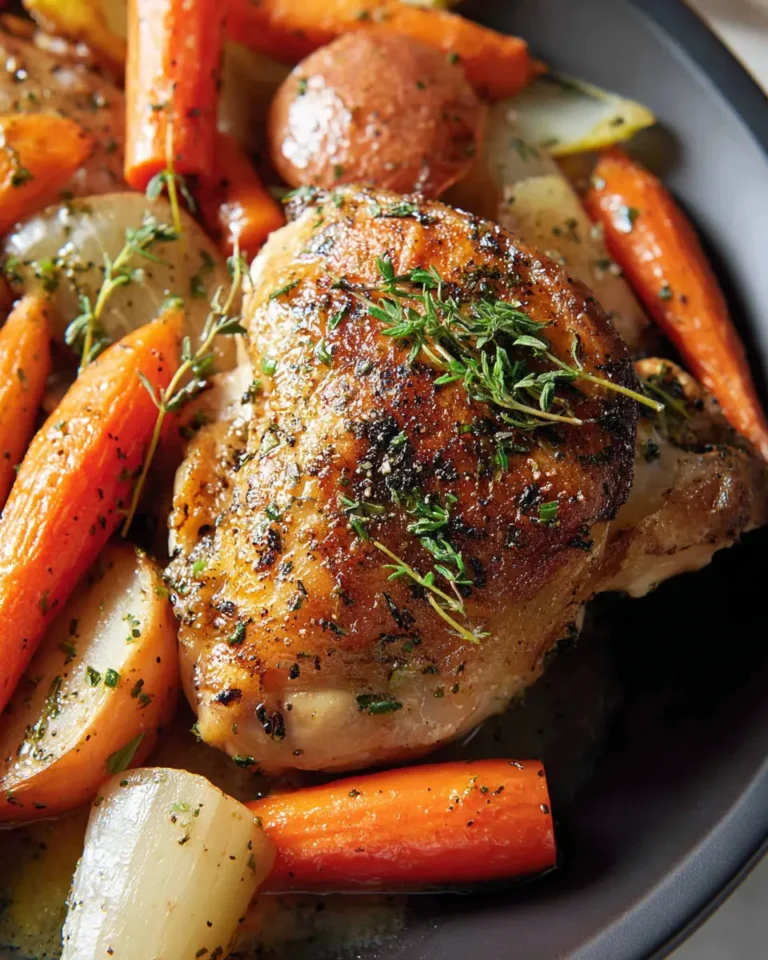 Crockpot Garlic Herb Chicken & Brown Sugar Carrots
