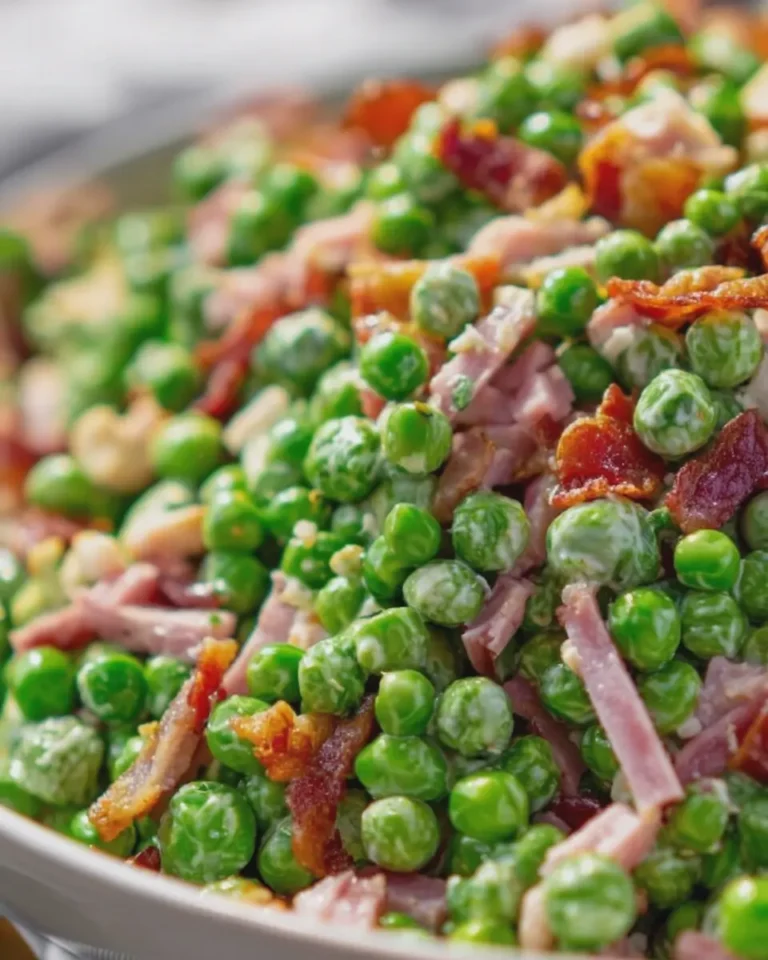 Green Pea Salad Delight: Easy Recipe with Turkey Bacon and Chicken Ham