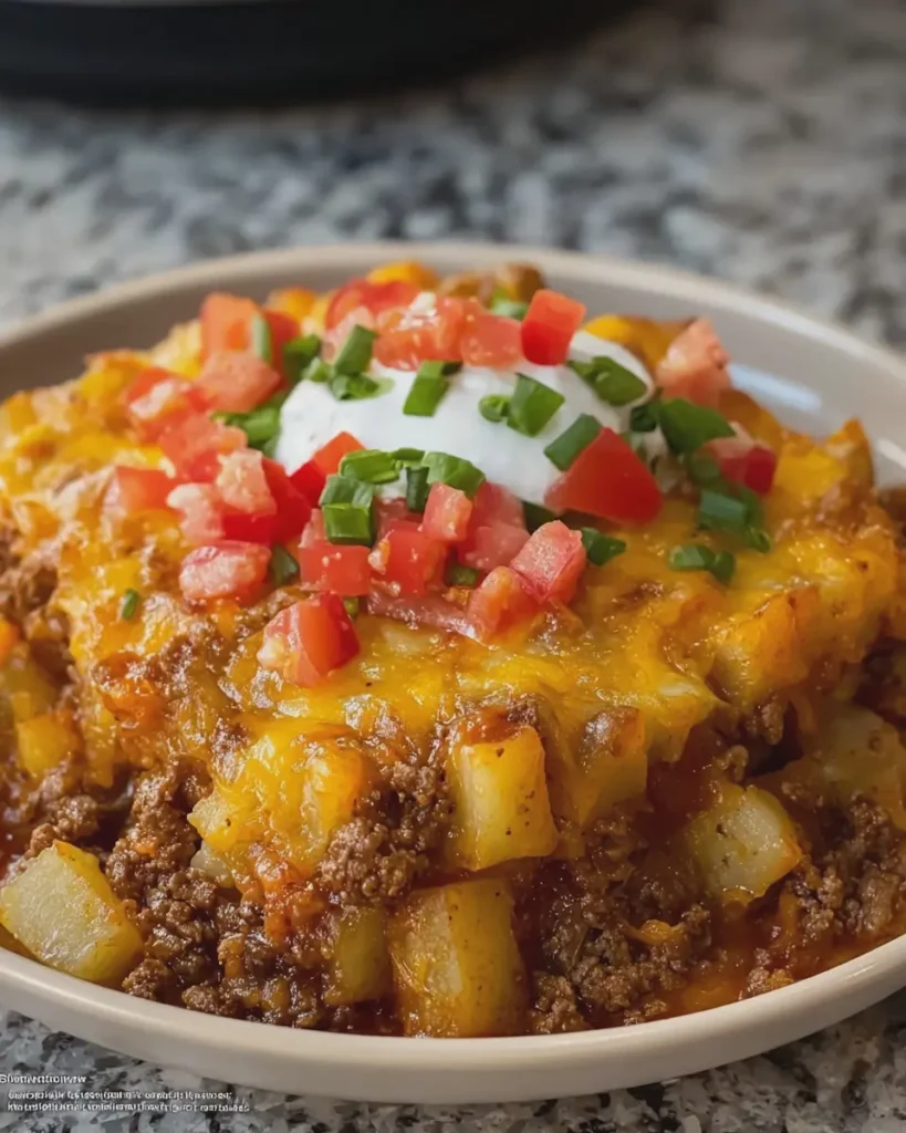 Crockpot Cheesy Taco Potatoes