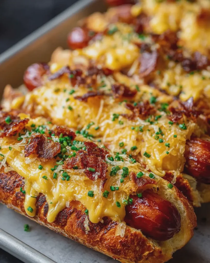 Crispy Cheesy Baked Hot Dogs