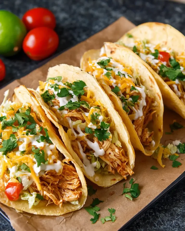 Slow Cooker Cheesy Ranch Chicken Tacos