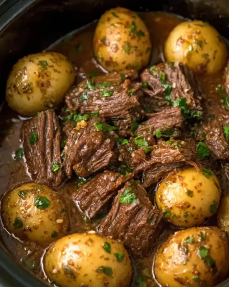 Slow Cooker Garlic Butter Beef and Potatoes