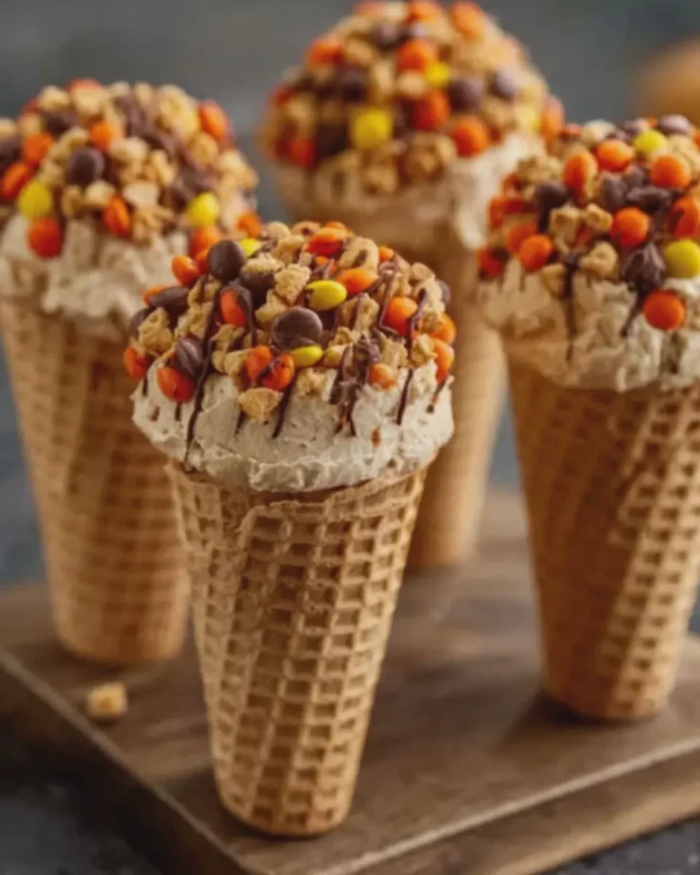 Reese's Pieces Cheesecake Cones
