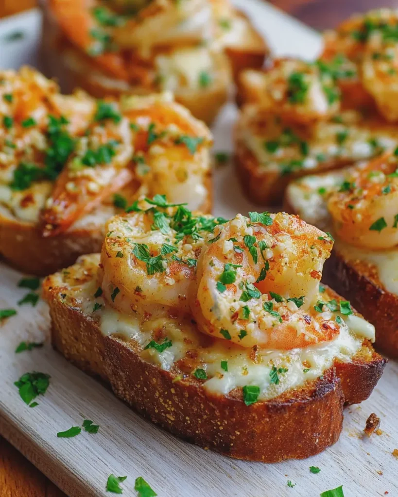Cheesy Garlic Shrimp Toasts