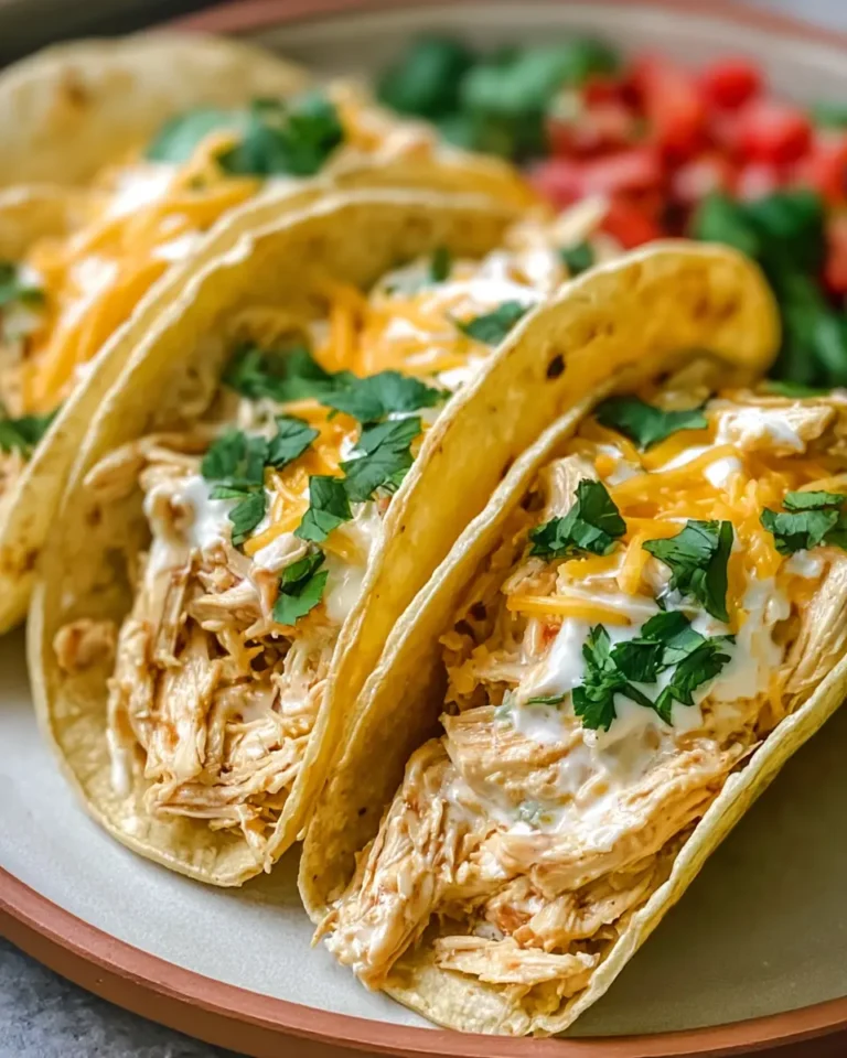 Crockpot Cheesy Ranch Chicken Tacos
