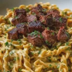 Creamy Garlic And Herb Steak Pasta