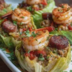 Garlic Herb Shrimp and Sausage Stuffed Cabbage Cups