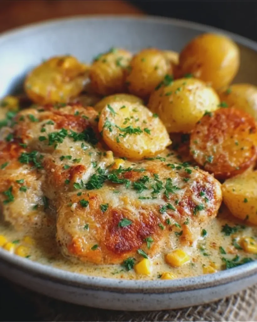 Crockpot Cheddar Ranch Chicken with Corn & Baby Potatoes