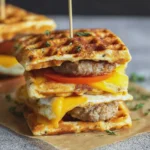 Sausage Egg Waffle Sandwiches