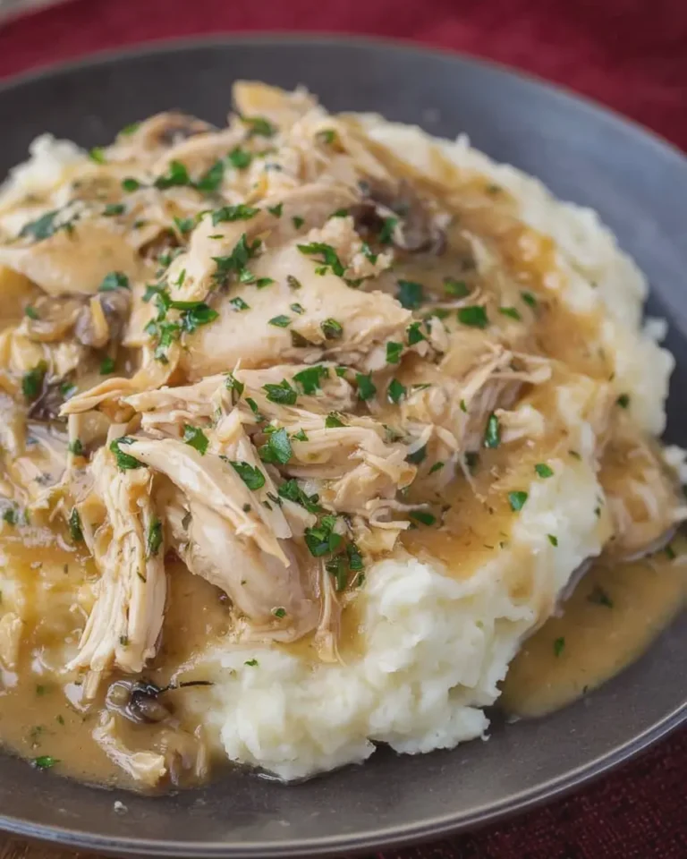 Slow Cooker Chicken and Gravy over Mashed Potatoes
