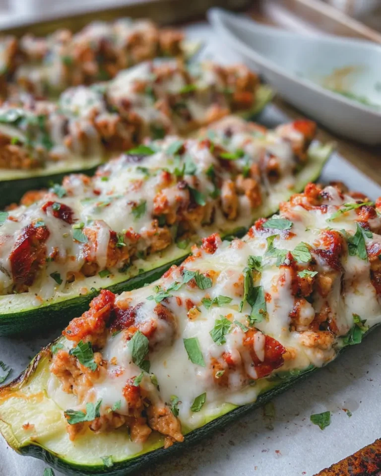 High Protein Turkey Stuffed Zucchini Boats