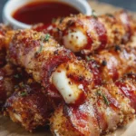 BBQ Turkey Bacon-Wrapped Mozzarella Sticks