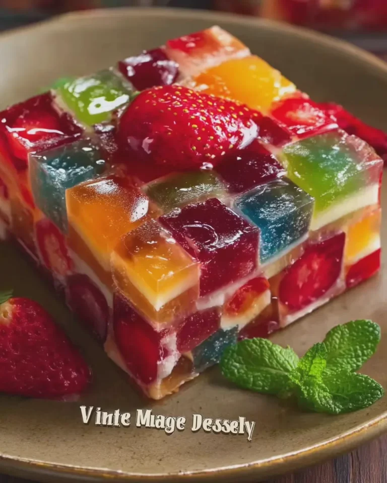 Vintage Mosaic Fruit Jelly Dessert