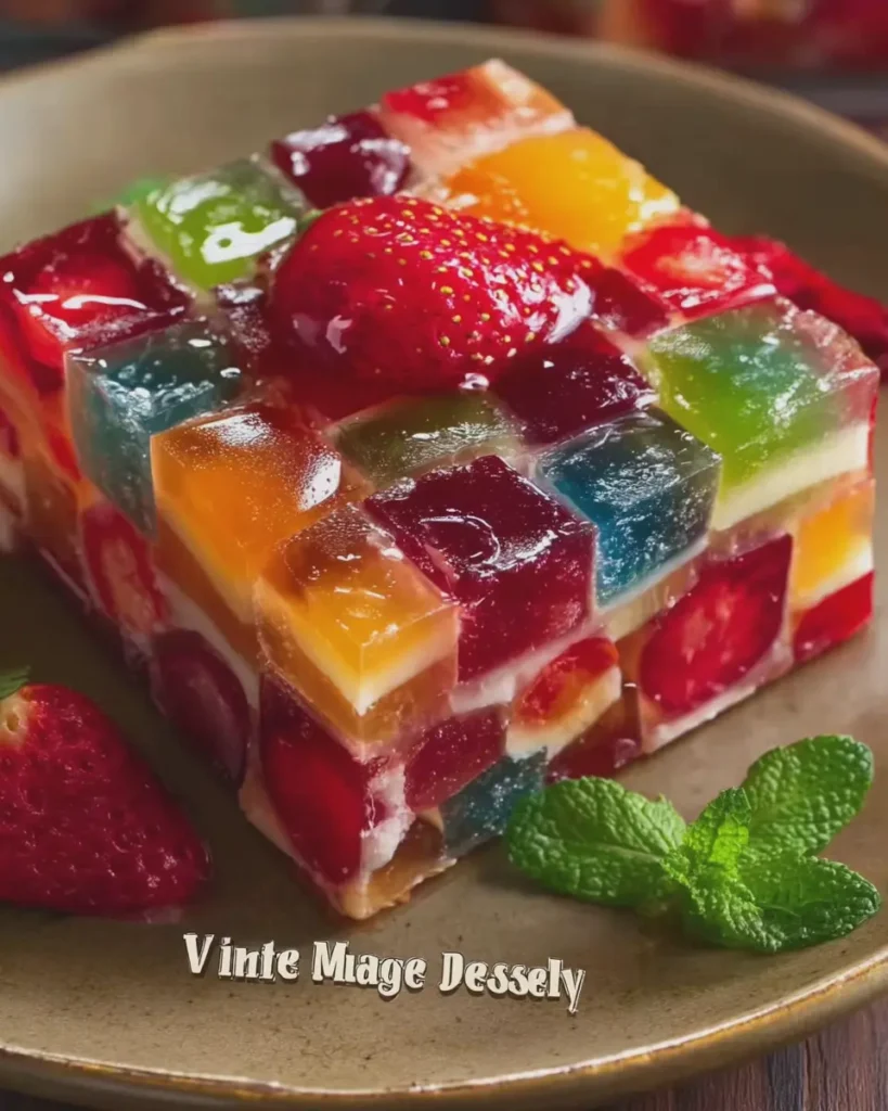 Vintage Mosaic Fruit Jelly Dessert