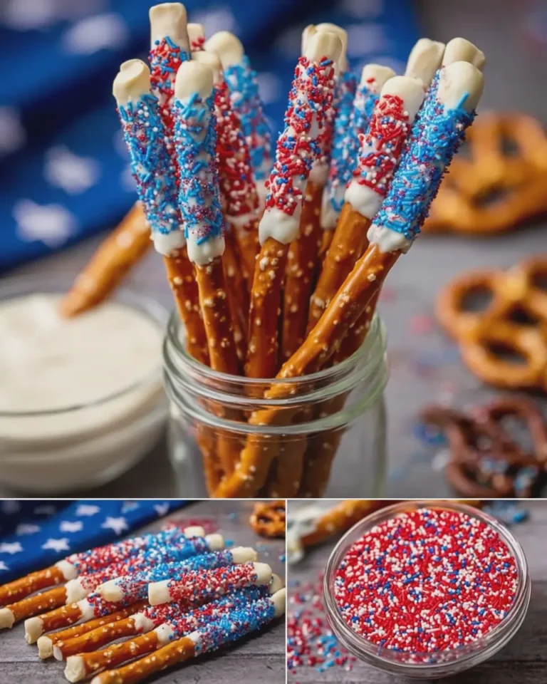 Sweet and Salty No-Bake 4th of July Pretzel Rod Sparklers