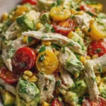 Creamy Avocado Chicken Salad with Corn and Tomatoes