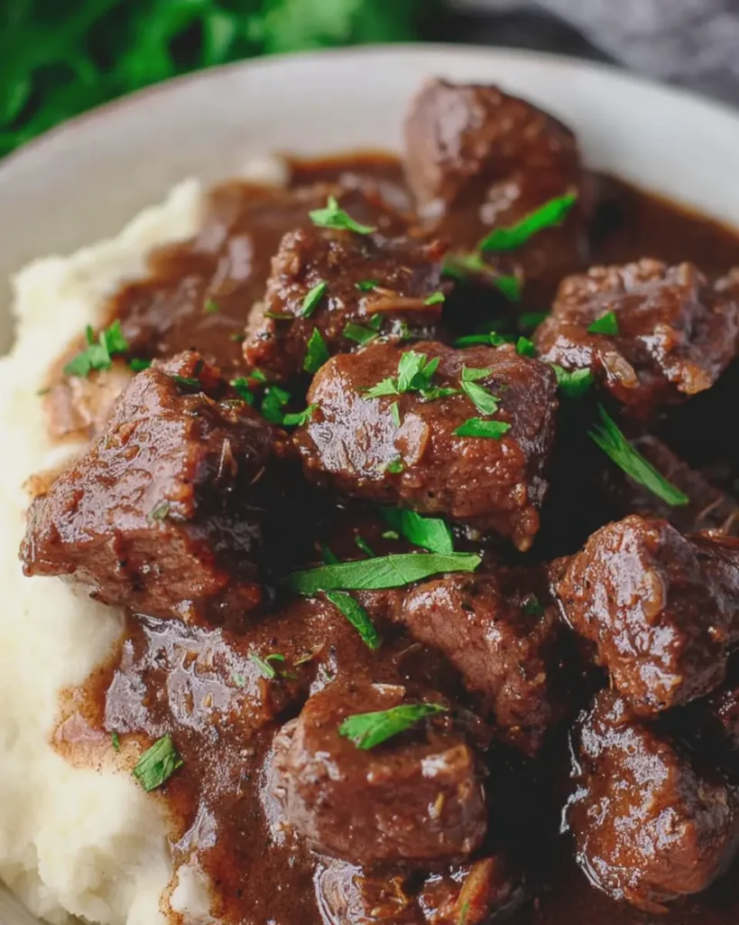 Crockpot Beef Tips & Gravy