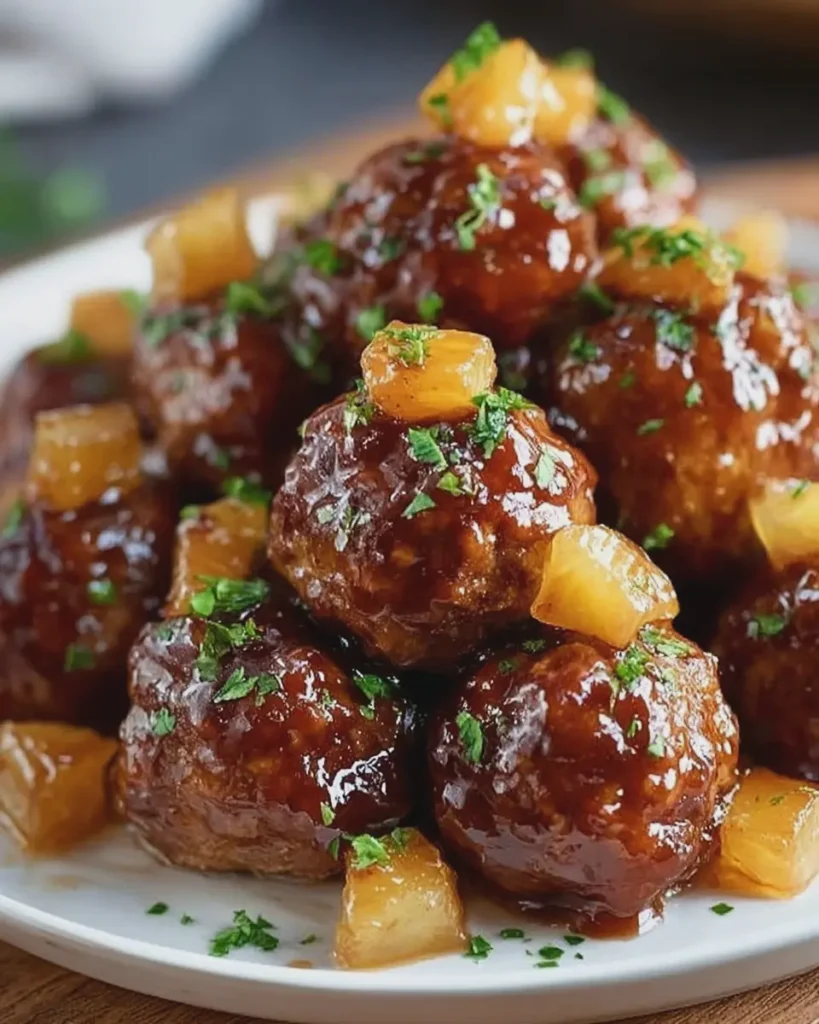 Pineapple Brown Sugar Meatball Bites