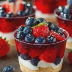 4th of July Berry Jell-O Cake Cups