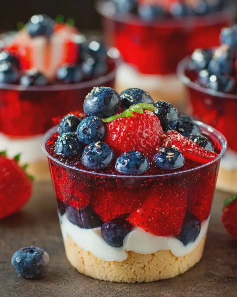 4th of July Berry Jell-O Cake Cups