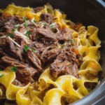 Crockpot Mississippi Beef Noodles