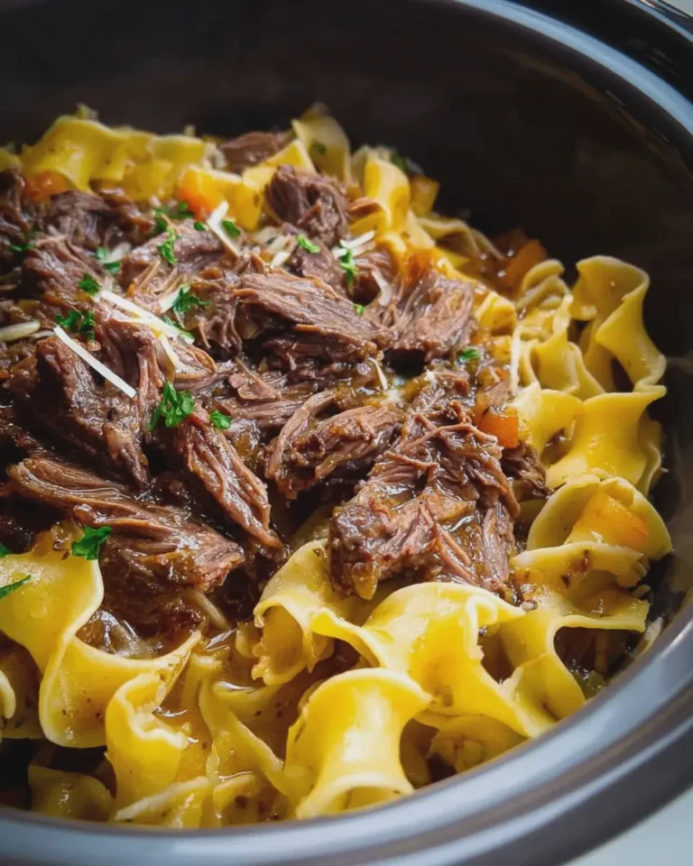 Crockpot Mississippi Beef Noodles
