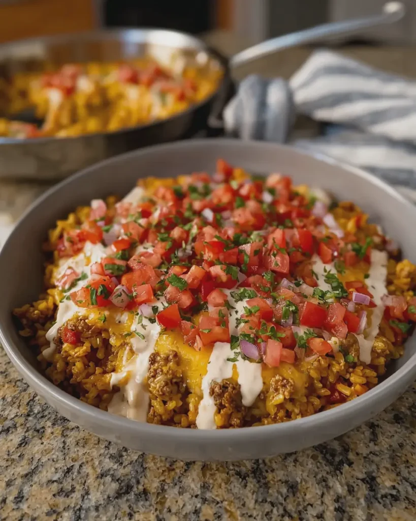 Easy Queso Taco Rice
