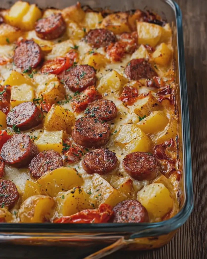 Smoked Beef Sausage and Potato Bake