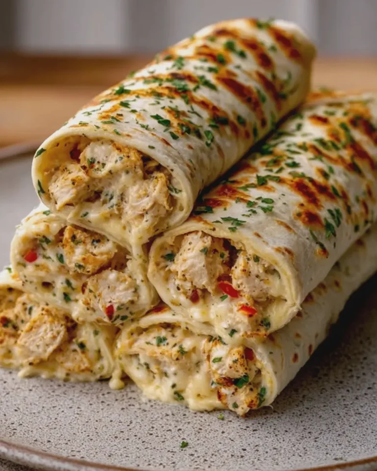 Cheesy Chicken Alfredo Tortilla Roll-Ups