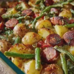 Smoked Sausage Potatoes and Green Beans Casserole