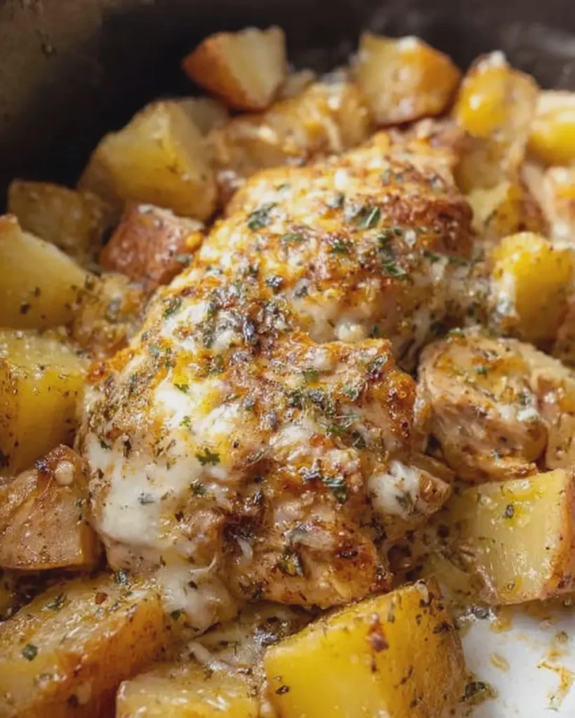 Crockpot Garlic Parmesan Chicken and Potatoes