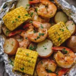 Garlic Butter Shrimp Foil Packets with Corn and Potatoes