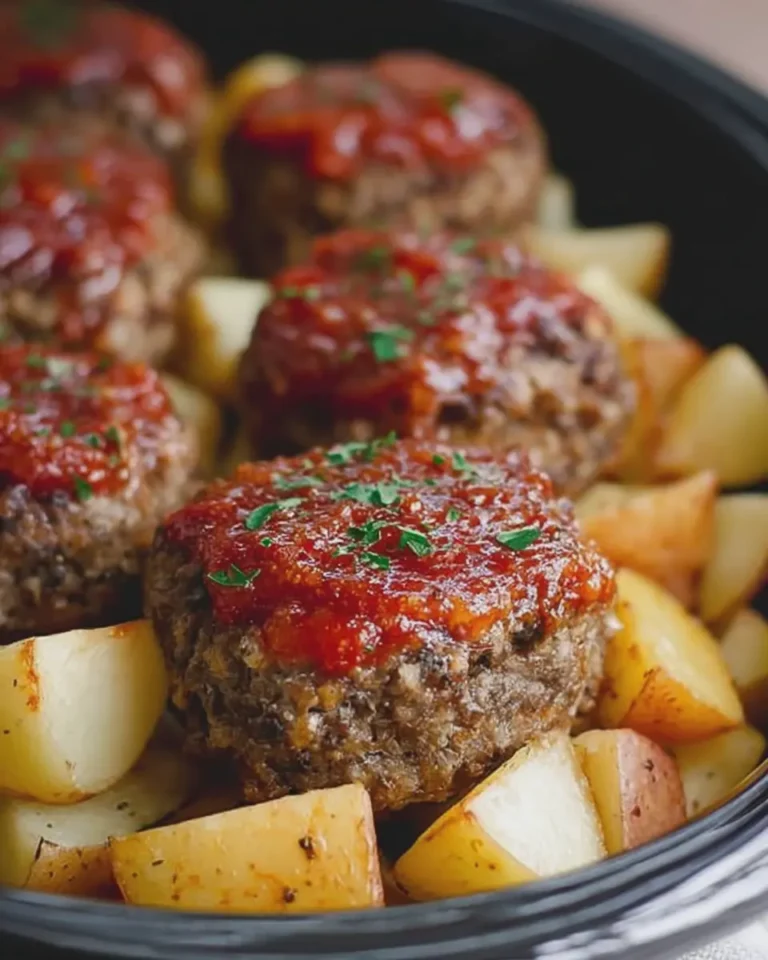 Slow Cooker Mini Meatloaves and Potatoes