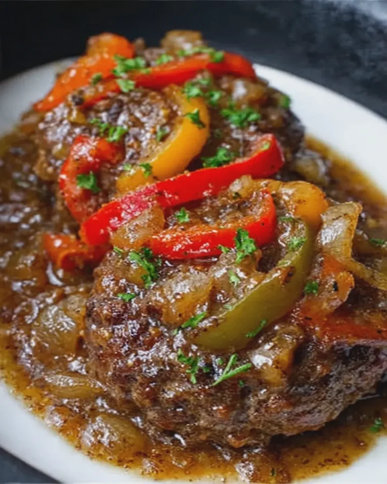 Slow Cooker Salisbury Steak with Peppers Onion Gravy