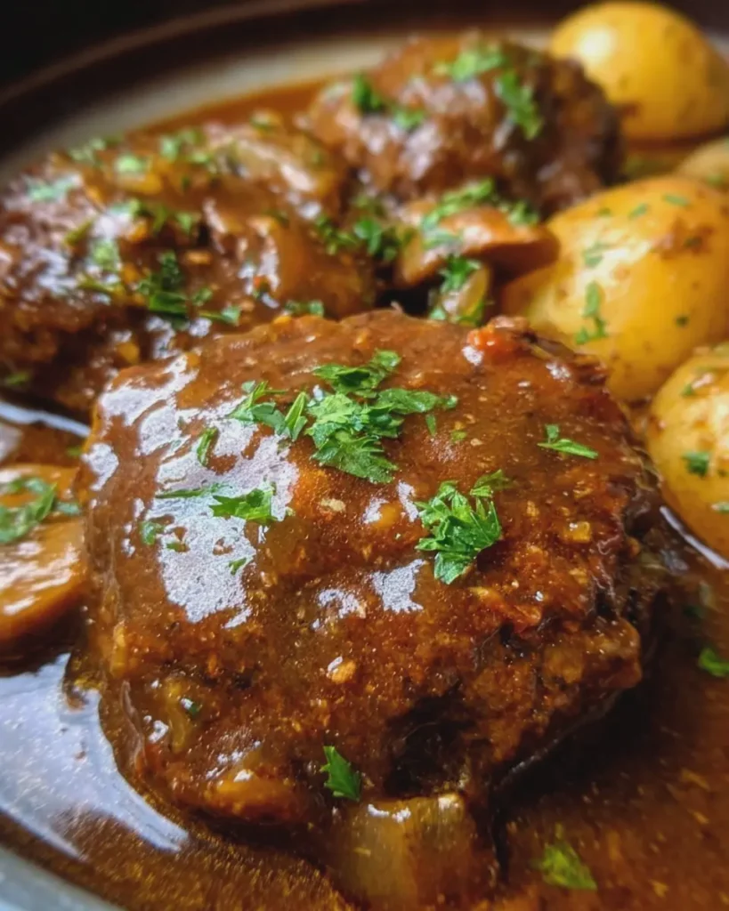 Slow Cooker Salisbury Steak and Potatoes