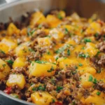 Cheesy Ground Beef and Potato Skillet
